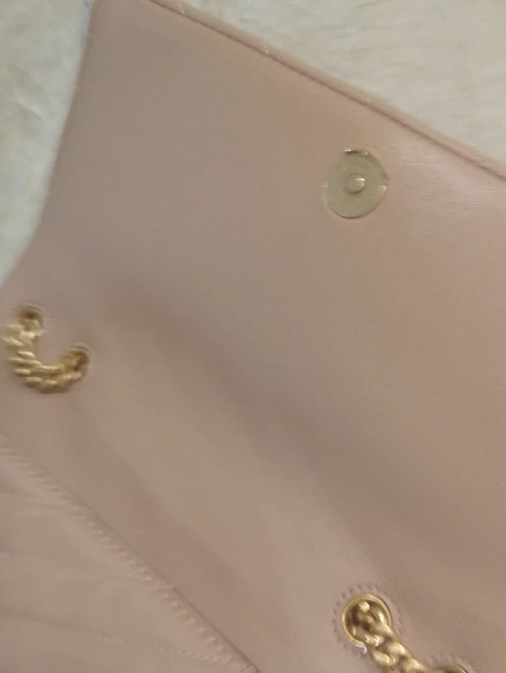 Tory Burch Kira Chevron Leather Shoulder/CrossbdyBag Nude Blush Gold Chain